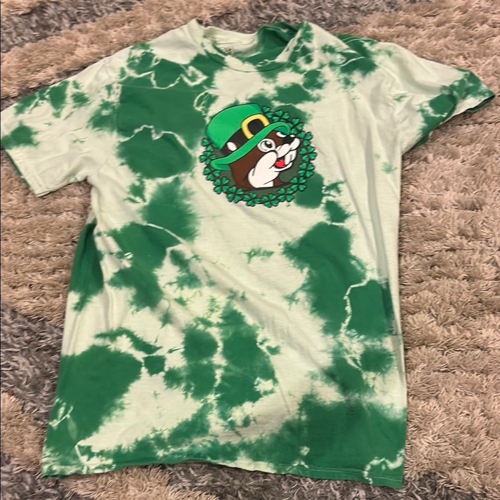 Green Tie-Dye T-Shirt with Bucees logo